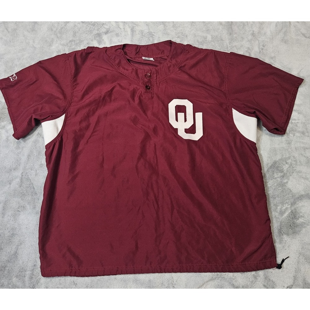 Vintage Oklahoma Sooners Baseball Warmup Shirt Size XL AIS Made in USA